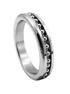 Stainless Steel Cock Ring With Ball Chain Inlay