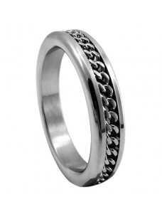 Stainless Steel Cock Ring With Chain Link Inlay