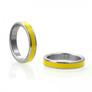 Stainless Steel Cock Ring with Yellow Band