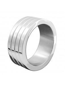 Extra Wide Stainless Steel Grooved Cock Ring