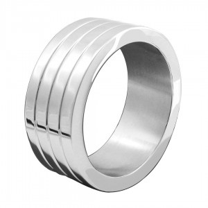 Extra Wide Stainless Steel Grooved Cock Ring