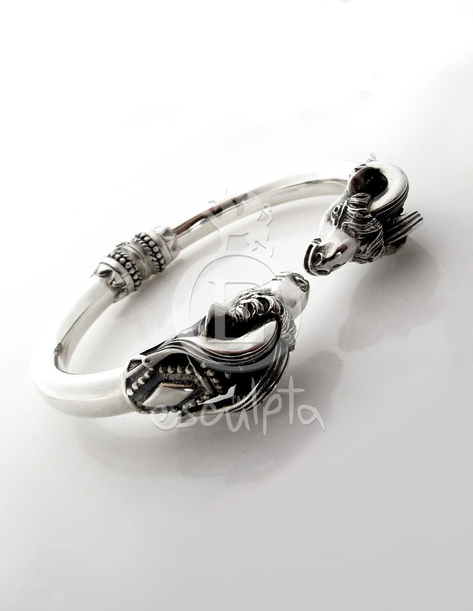 Capricorn Torc Silver Bracelet