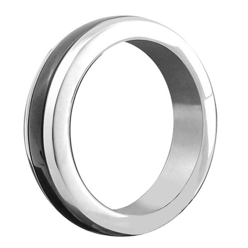 Stainless Steel Cock Ring with Black Band